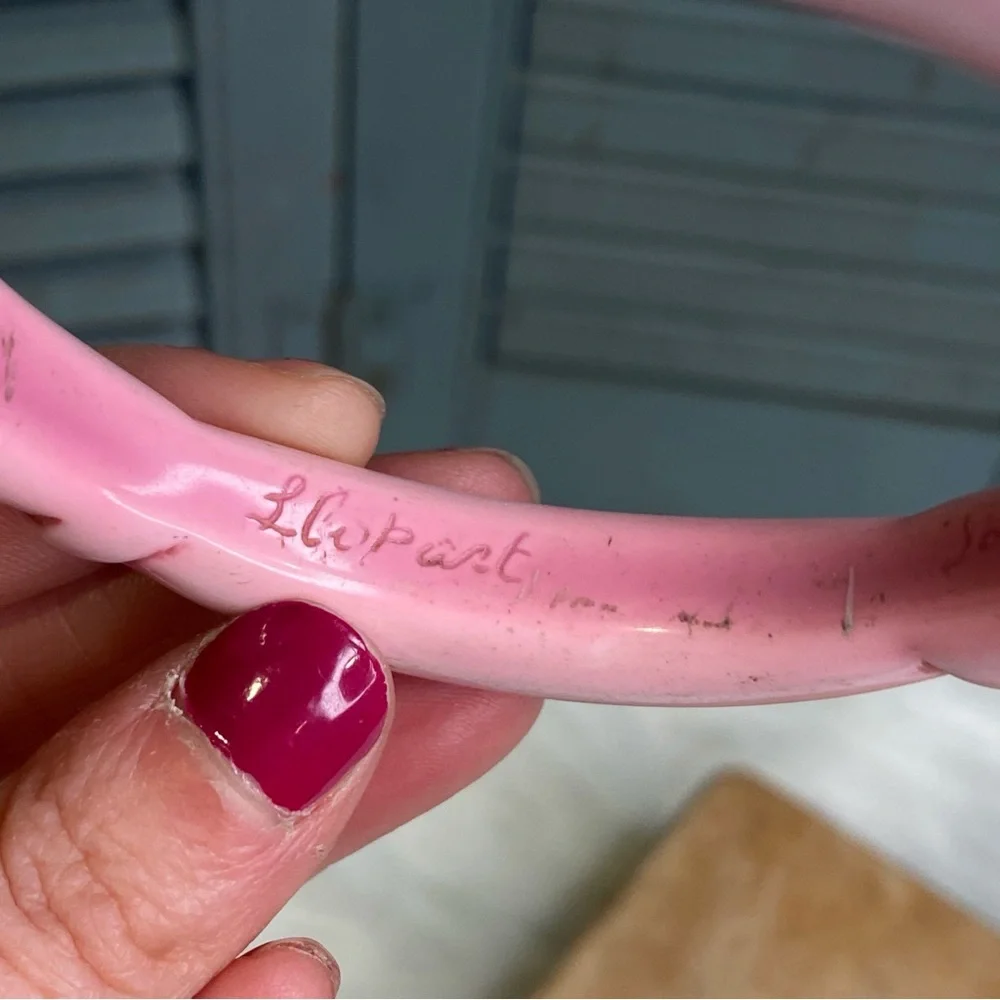 Vintage Signed Acrylic Overdyed Bangle Carved Design Pink L. Copart